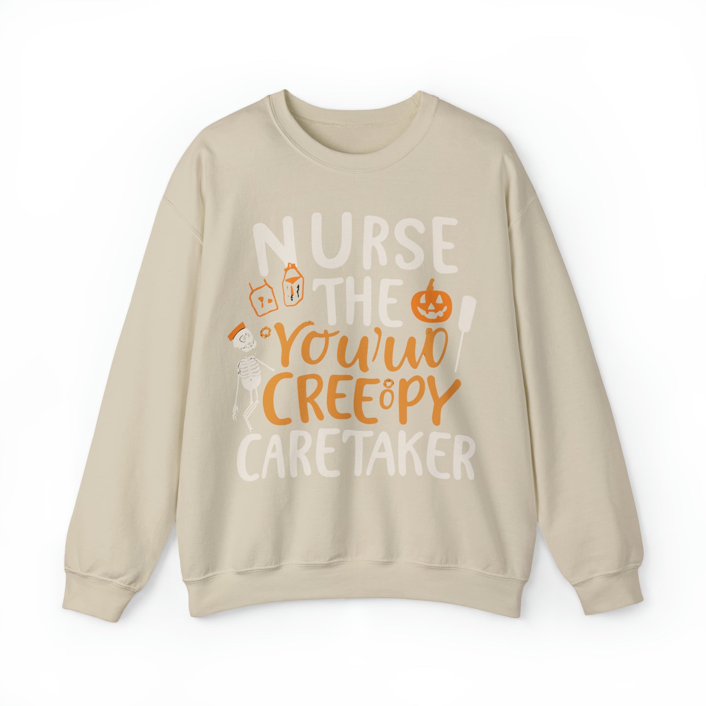 Nurse The Creepy Caretaker Halloween Sweatshirt, Spooky Season Halloween Sweatshirt, Halloween Costume, Spooky Sweatshirt, Halloween Gifts