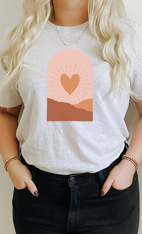 Boho Heart Sunrise Valentine Graphic Tee