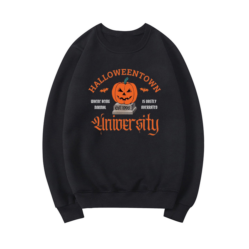 Women's Halloween Print Pumpkin Crew Neck Sweatshirt