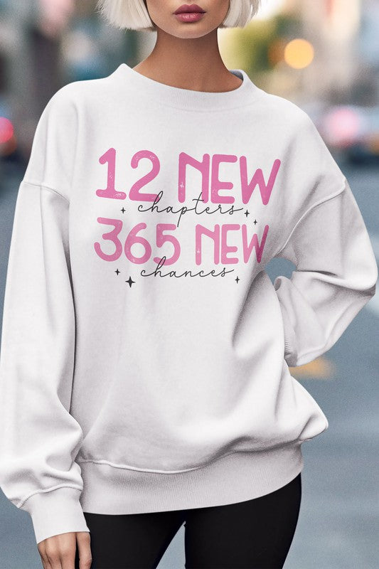 New Year Graphic Fleece Sweatshirt