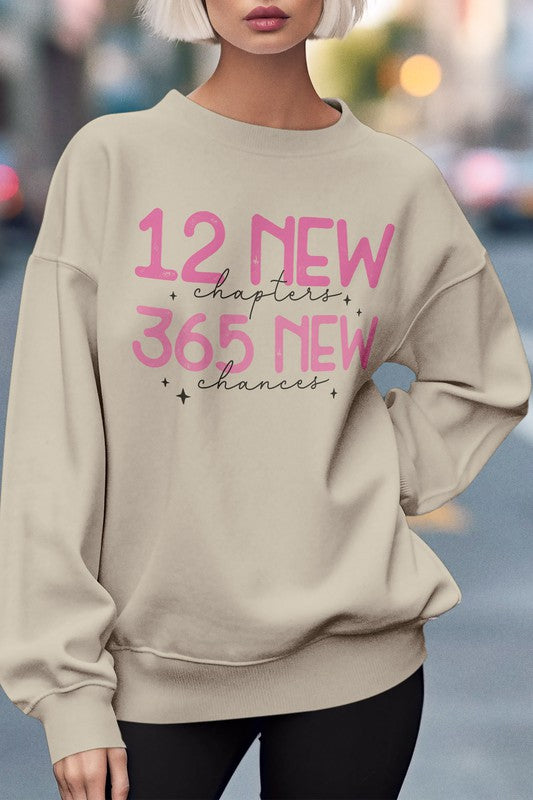 New Year Graphic Fleece Sweatshirt