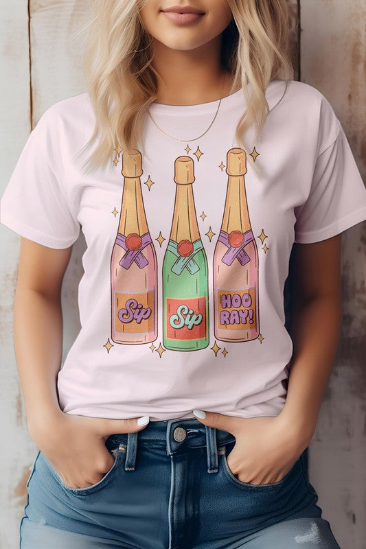 Sip Sip Hooray, Retro New Year, Graphic Tee