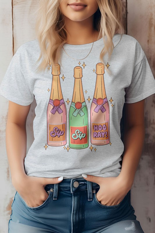 Sip Sip Hooray, Retro New Year, Graphic Tee