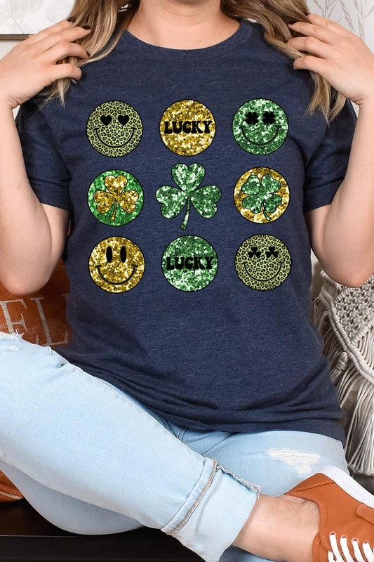 Smile Face St Patricks day Graphic T Shirts.