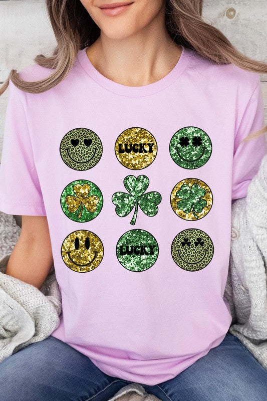 Smile Face St Patricks day Graphic T Shirts.