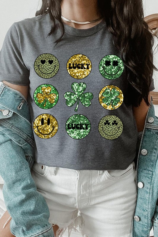 Smile Face St Patricks day Graphic T Shirts.