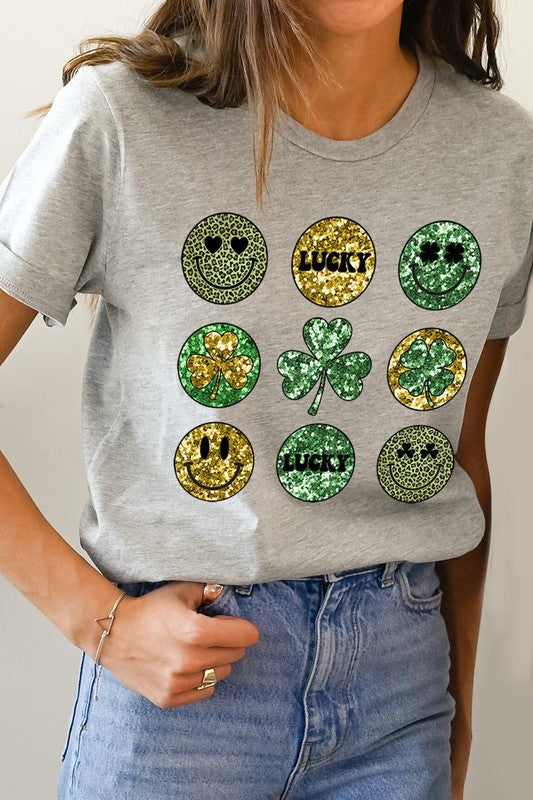 Smile Face St Patricks day Graphic T Shirts.