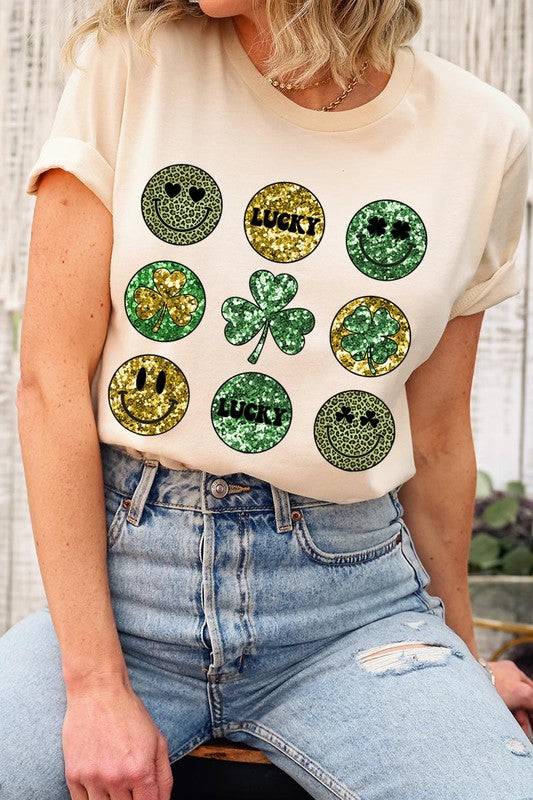 Smile Face St Patricks day Graphic T Shirts.