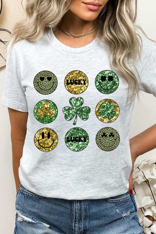 Smile Face St Patricks day Graphic T Shirts.