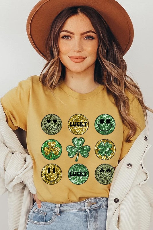 Smile Face St Patricks day Graphic T Shirts.