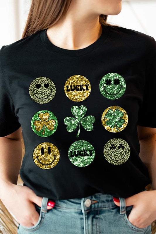 Smile Face St Patricks day Graphic T Shirts.