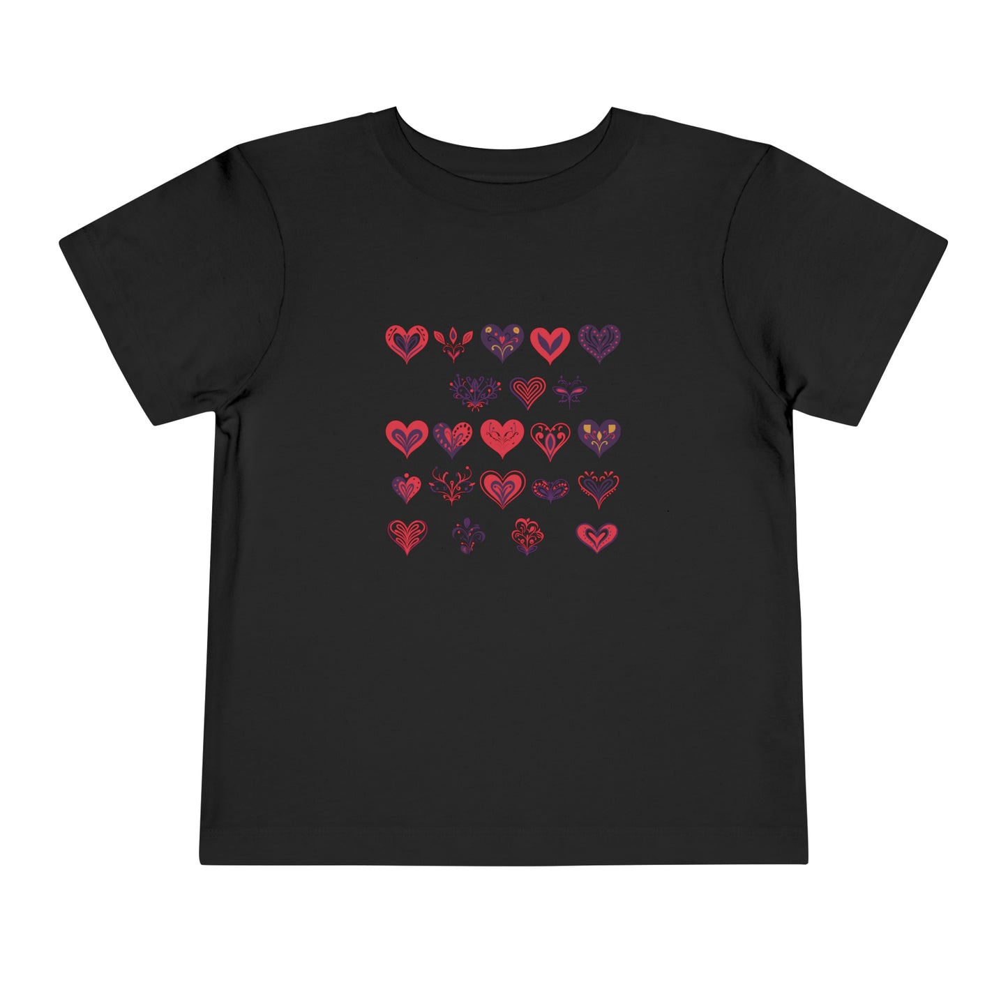 Valentine's Multi color hearts shape design Toddler Short Sleeve Tee