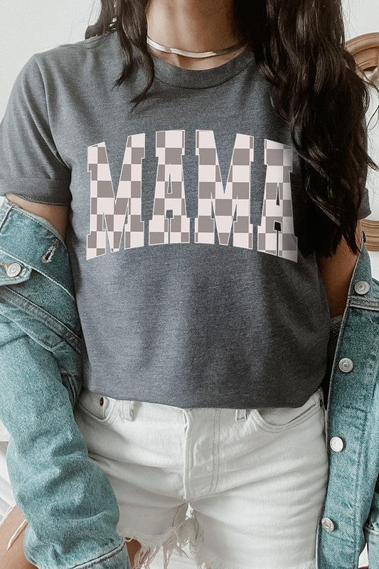 MAMA Checkered Mothers Day Graphic T Shirts