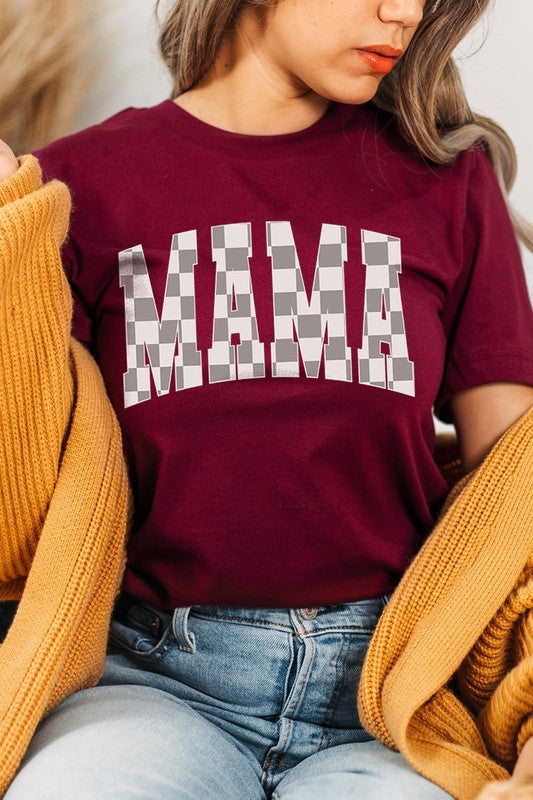 MAMA Checkered Mothers Day Graphic T Shirts