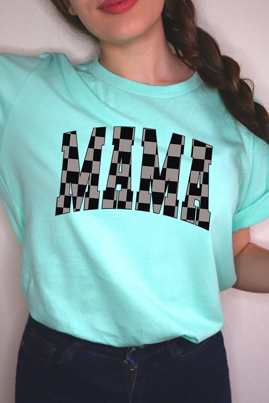 MAMA Checkered Mothers Day Graphic T Shirts