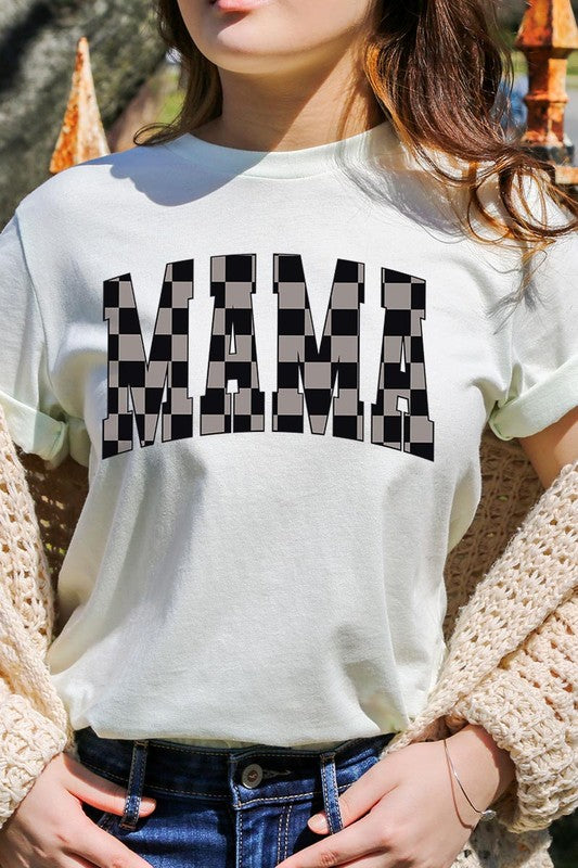 MAMA Checkered Mothers Day Graphic T Shirts