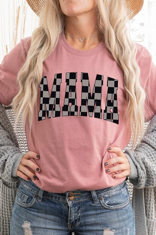 MAMA Checkered Mothers Day Graphic T Shirts