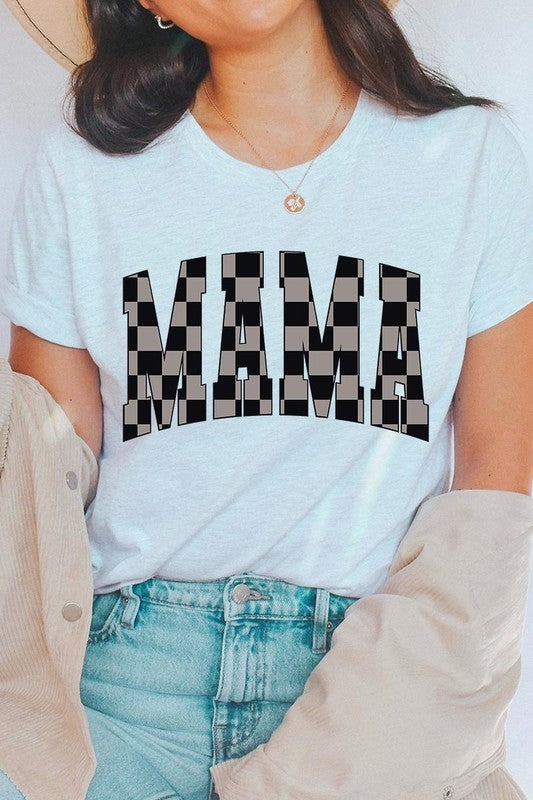 MAMA Checkered Mothers Day Graphic T Shirts