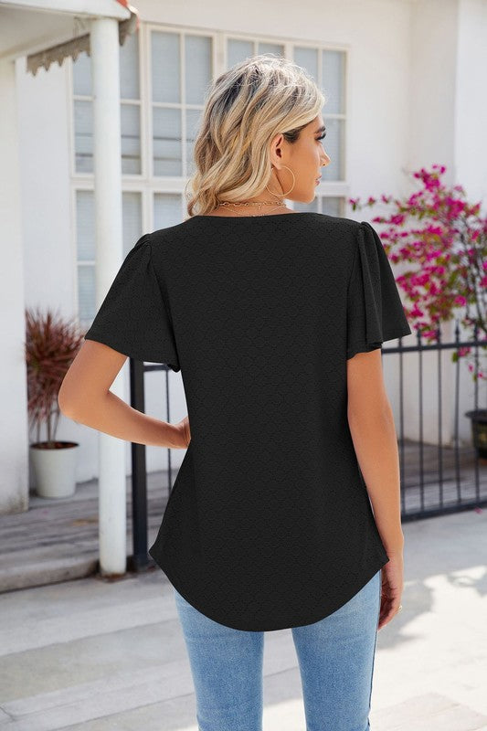 Women Casual Square Neck  Short Sleeve Tops