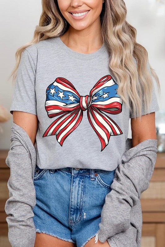 Coquette American Flag Bow Graphic T Shirts