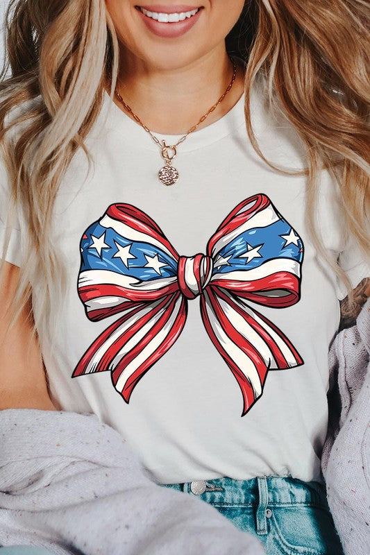 Coquette American Flag Bow Graphic T Shirts