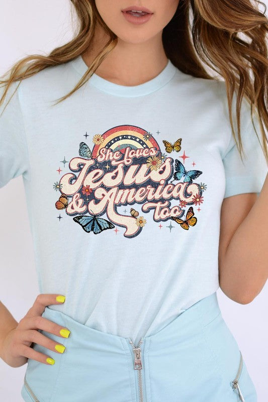 She Loves Jesus And America Too Graphic T Shirts