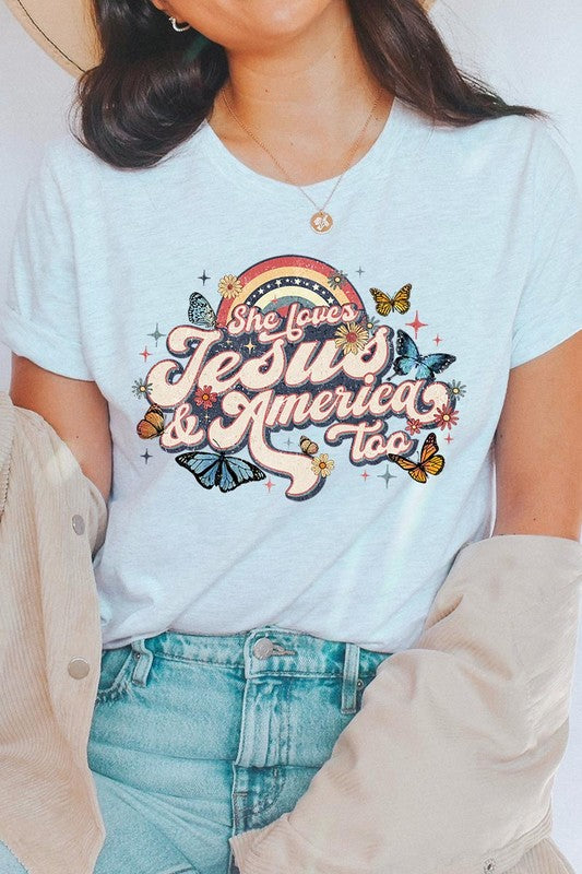 She Loves Jesus And America Too Graphic T Shirts