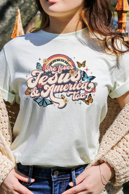 She Loves Jesus And America Too Graphic T Shirts