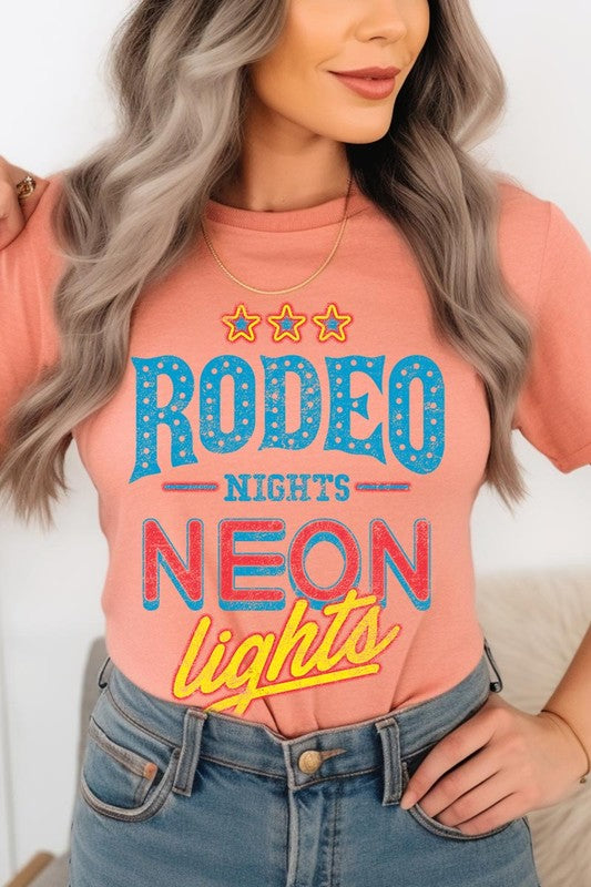 Rodeo Nights Neon Lights Graphic T Shirts