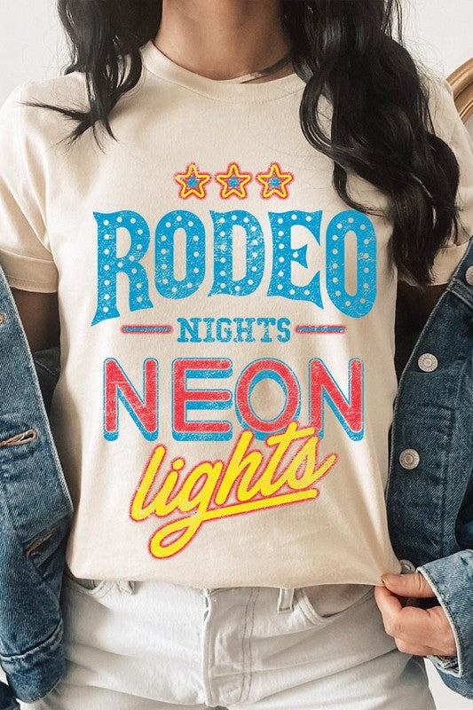 Rodeo Nights Neon Lights Graphic T Shirts