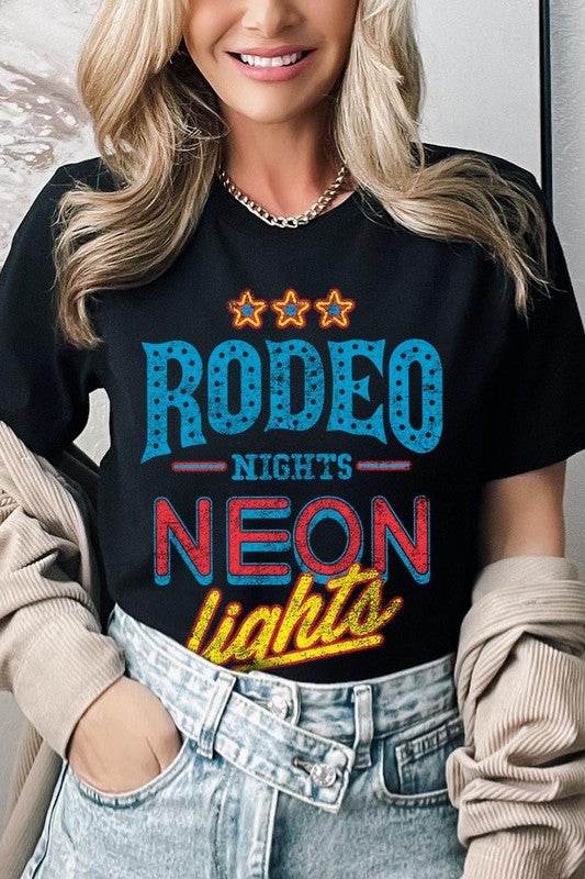 Rodeo Nights Neon Lights Graphic T Shirts