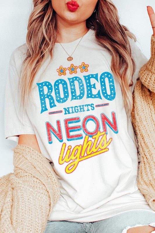 Rodeo Nights Neon Lights Graphic T Shirts