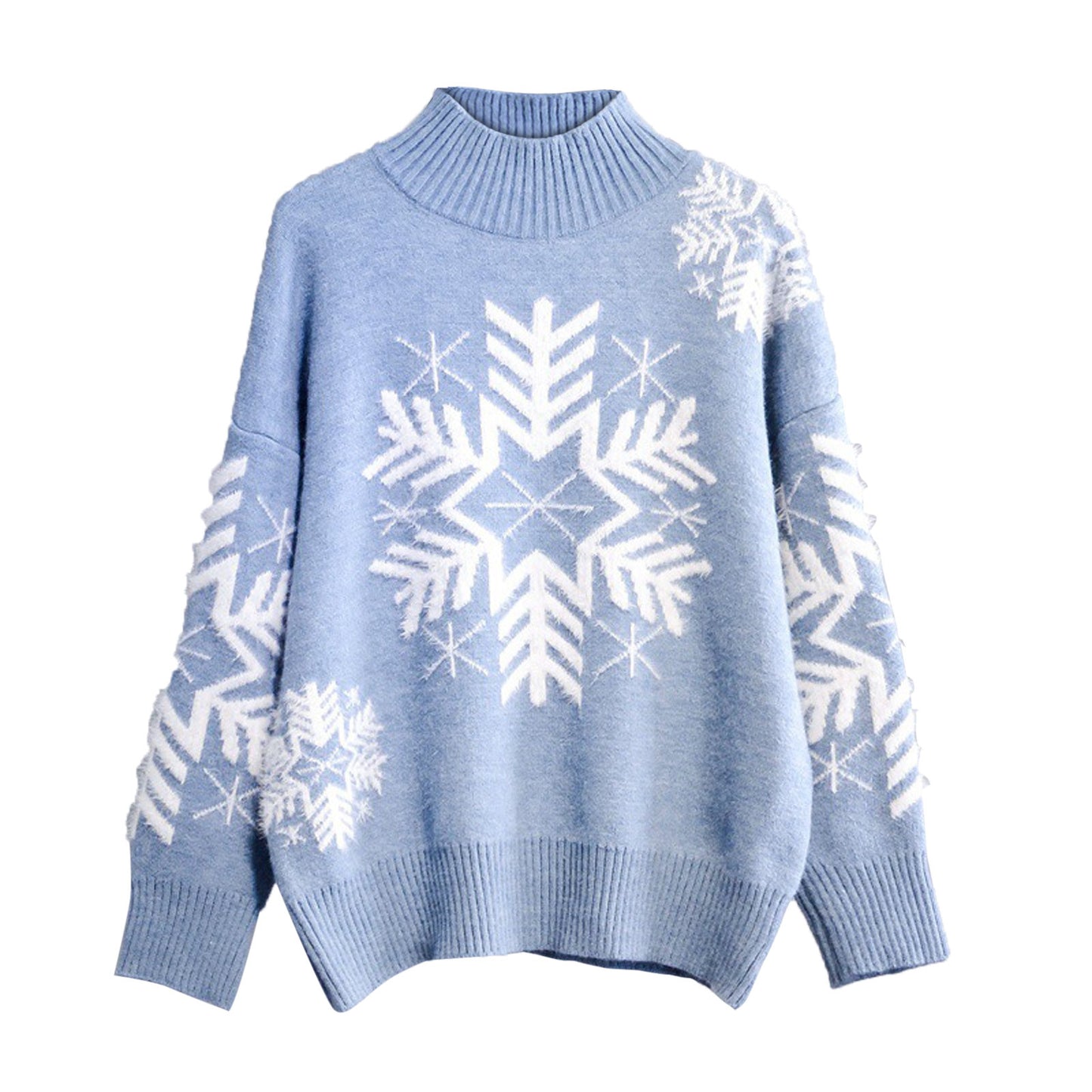 Womens Turtleneck Loose Long Sleeve Knitwear Christmas Pullover Casual Sweater