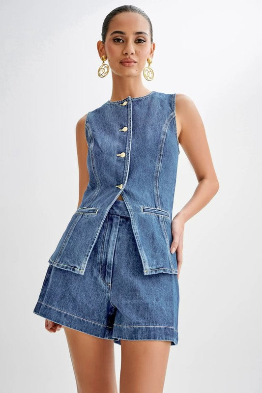 WOMEN FASHION DENIM TWO PIECE SET