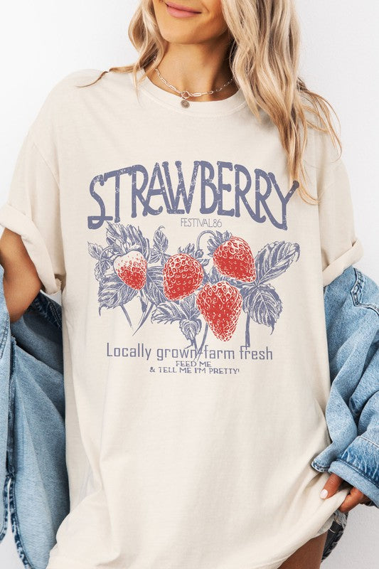 Strawberry, Garment Dye Graphic Tee