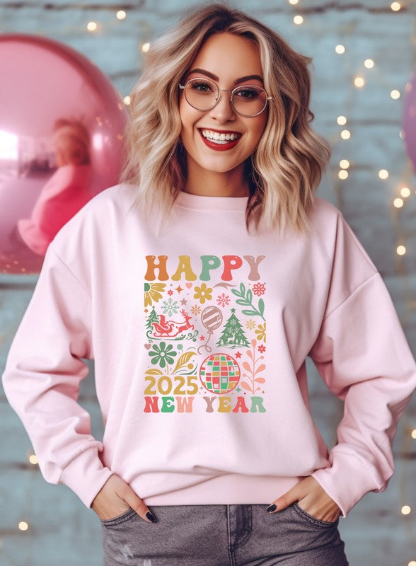 Happy New Year 2025 Cozy Crew Sweatshirt