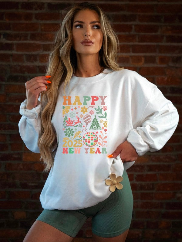 Happy New Year 2025 Cozy Crew Sweatshirt