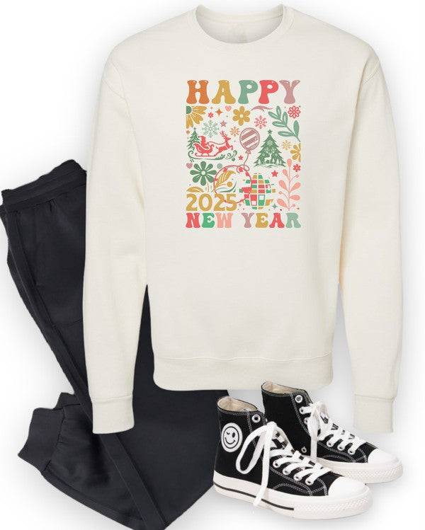 Happy New Year 2025 Cozy Crew Sweatshirt