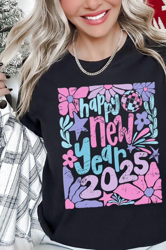 Floral Happy new year 2025 Graphic Tee