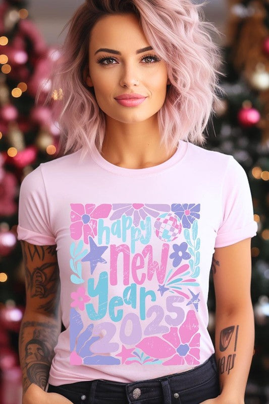 Floral Happy new year 2025 Graphic Tee