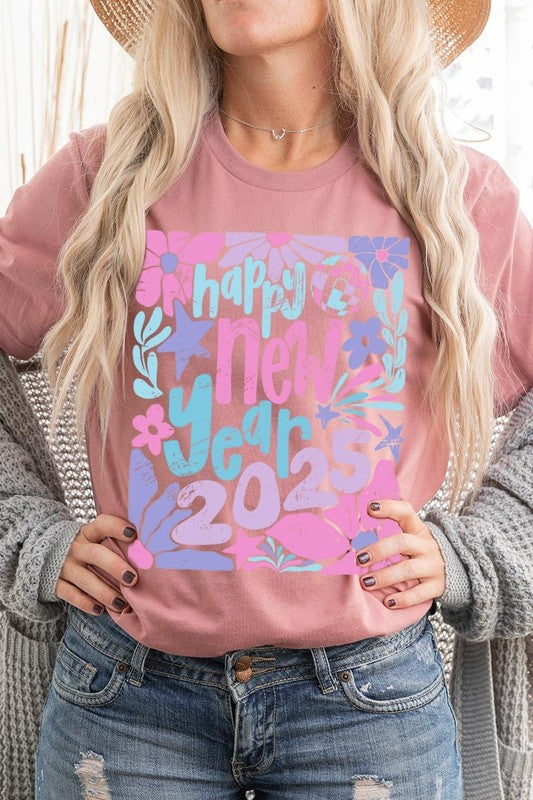 Floral Happy new year 2025 Graphic Tee