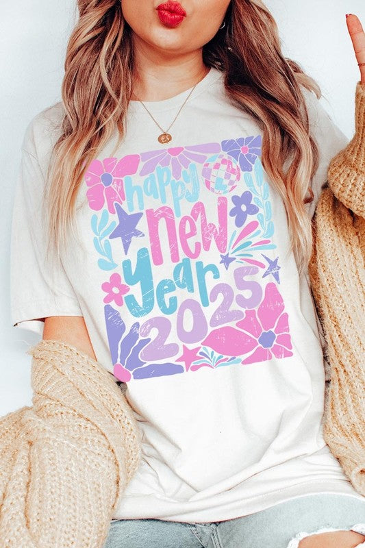 Floral Happy new year 2025 Graphic Tee