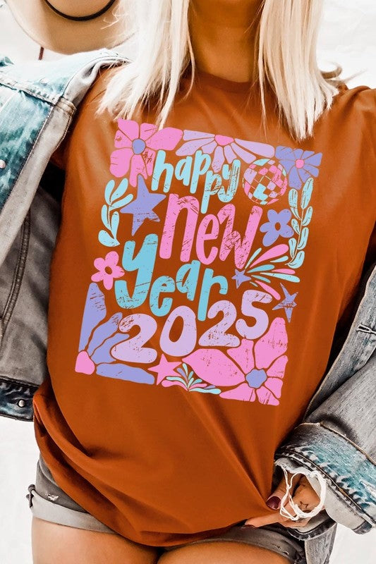 Floral Happy new year 2025 Graphic Tee