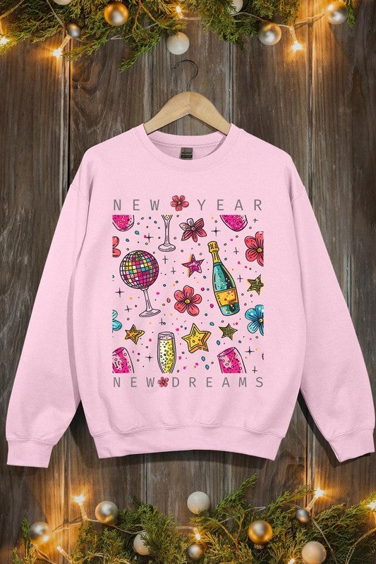 New Year New Dreams Graphic Fleece Sweatshirts