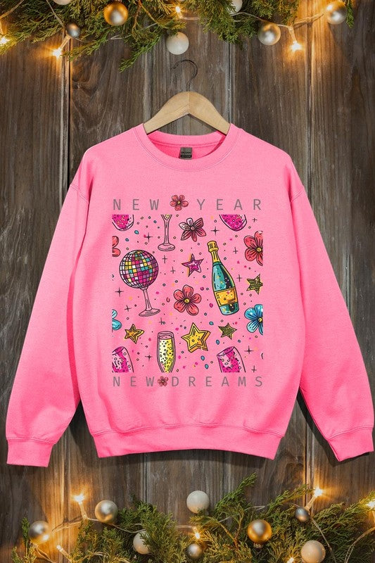 New Year New Dreams Graphic Fleece Sweatshirts