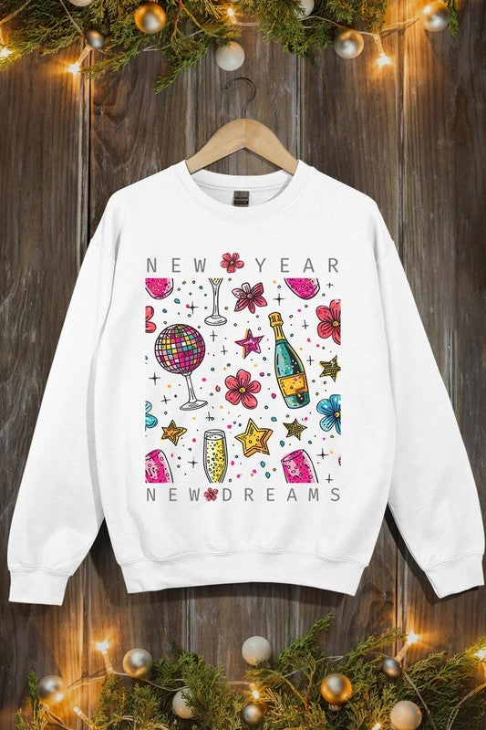 New Year New Dreams Graphic Fleece Sweatshirts