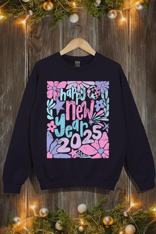 Floral Happy new year 2025 Graphic Sweatshirts