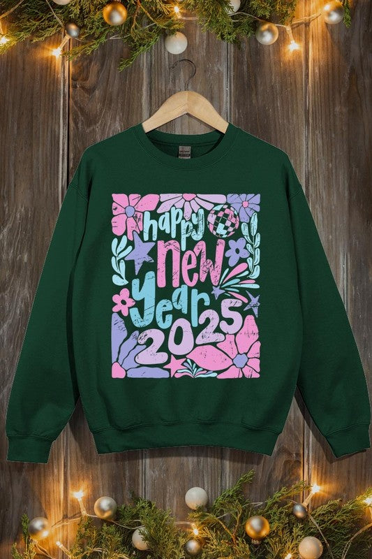 Floral Happy new year 2025 Graphic Sweatshirts