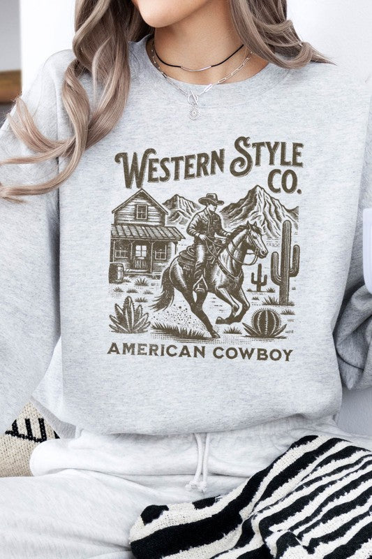 Western Style Fleece Graphic Sweatshirt