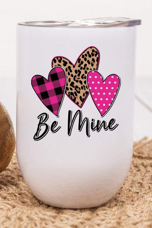 Valentine's Day Be Mine Pink Leop Wine Cup